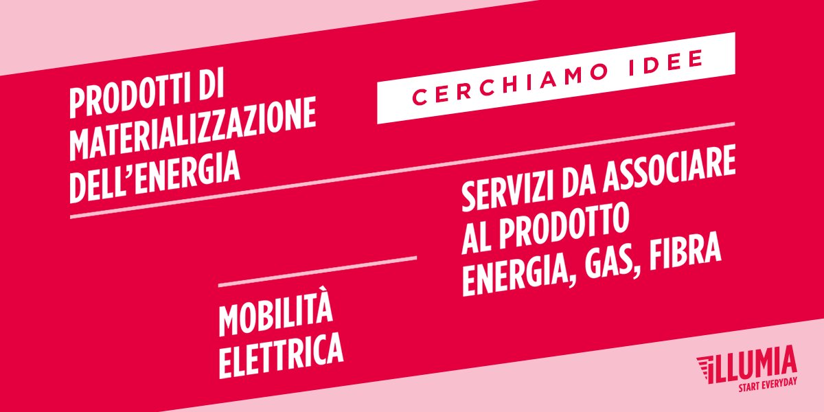 Hai già candidato l’idea che può rivoluzionare il Settore dell’Energia? Mancano solo pochi giorni alla chiusura della call for Ideas su youdreamwebelieve.com !

#startup #innovation #youdreamwebelieve #illumia #wylab