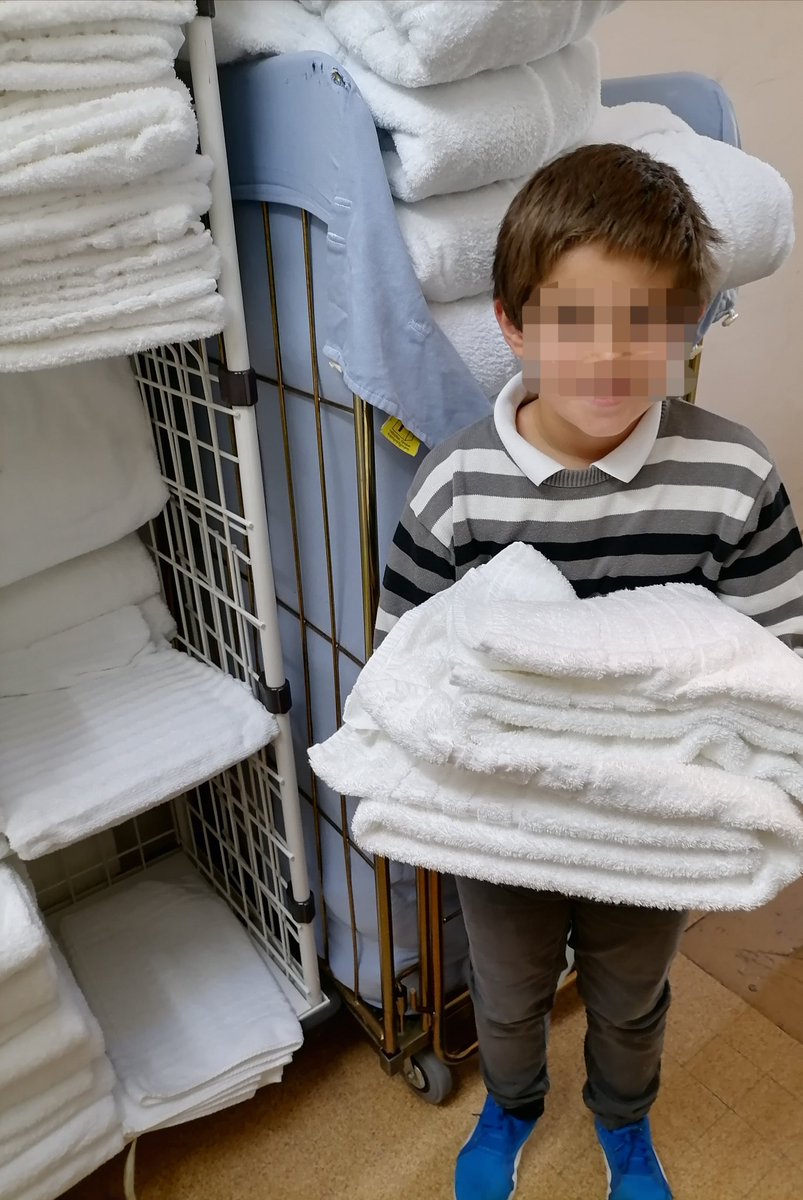 HeidiArgenta's tweet photo. Hoy es el día del año que todos los niños en Suiza entre 10 y 12 años en lugar de la escuela deben "trabajar" en algún lado, p conocer los oficios y mundo del trabajo. Lo traje al hotel, ya estuvo en Limpieza, ahora en Mantenimiento y después recepción 😄 nos mata a preguntas 😁 https://t.co/KtRGyths4x