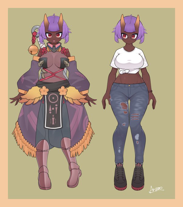 温羅魅ちゃんは私が容姿とLive2Dを制作させていただいた褐色美少女鬼いさんです。
もしご興味を持ちましたら推してあげてください～😈
#温羅絵 