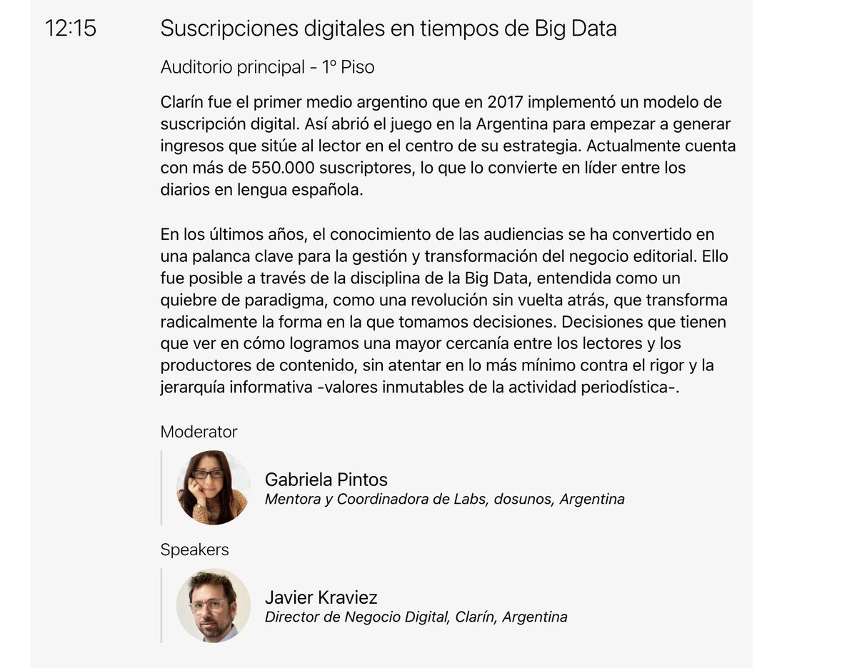 Inmenso placer participar en <a href="/wanifraLATAM/">WAN-IFRA LATAM</a> y moderar la charla de suscripciones digitales en tiempos de Big Data. Nos vemos en México!! #DML22 <a href="/dosunos/">Dosunos</a>
