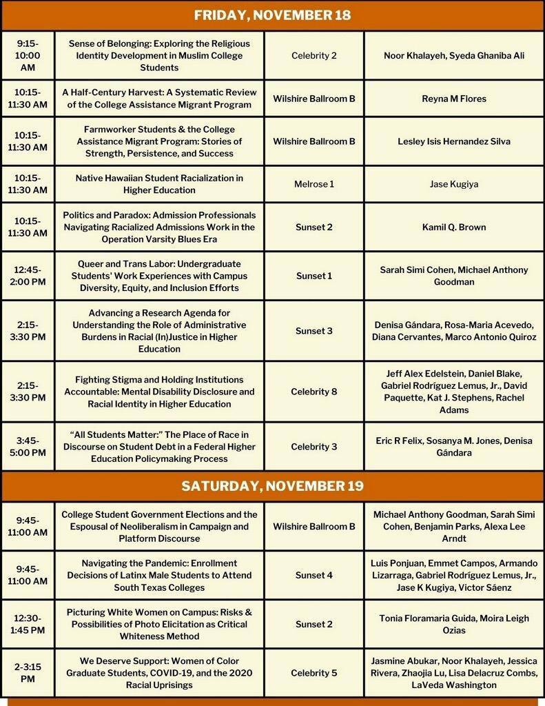 VictorSaenzPhD's tweet photo. #TexasELP @utexascoe faculty, postdocs, and students will be well-represented at #ASHE2022! Come to our conference sessions, stay for the @UTAustin reception! @ASHEoffice @mi_good @garceslm @LaurenSchudde @ProfessorFlores @GandaraDenisa @DrRichReddick https://t.co/yBU2lm8etR