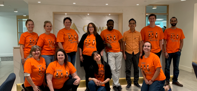 CroweMacKay's tweet photo. On September 30 we proudly wore #OrangeShirts in support of #NationalDayForTruthAndReconciliation 🧡
As a firm, we are committed to being informed allies to Indigenous Peoples and communities and are invested in educating our team.
#Crowe #CroweMacKay https://t.co/omNcHBv7Bw