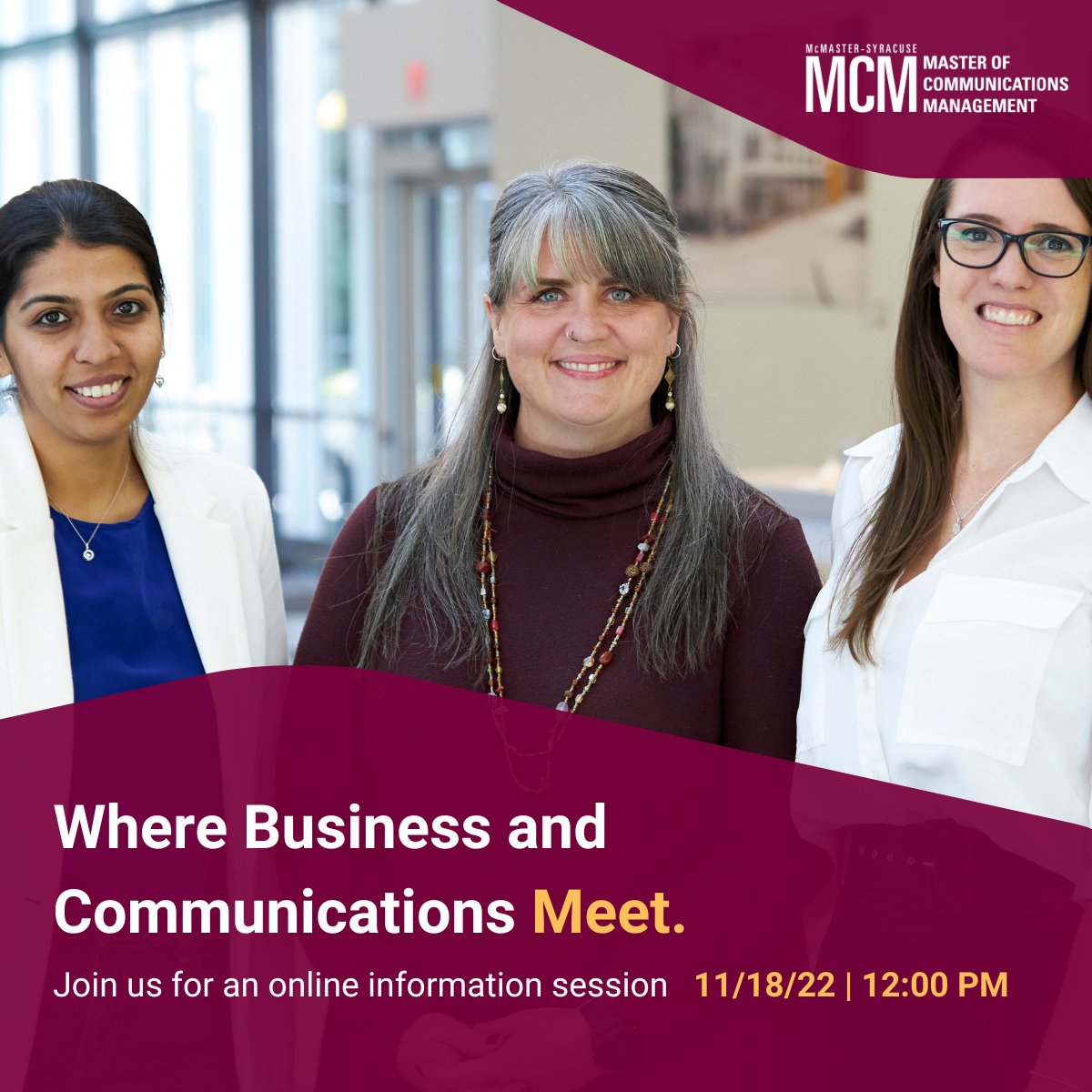 McMasterMCM's tweet photo. Attention communications professionals! Are you interested in advancing your career by studying while working full-time, and building your professional network with other leaders? 🧵👇 https://t.co/L2bKICPDbx