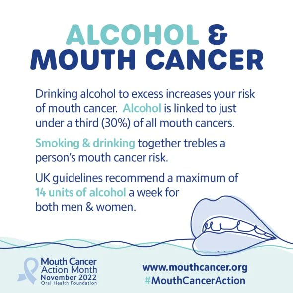 Up to 90% of all mouth cancers are linked to lifestyle factors. This means that with a few small changes, you can help cut your chances of developing mouth cancer.
#mouthcanceraction #mouthcancer
