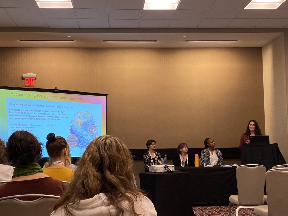 Learning about co-creating communities of equity, love, and liberation and how that can strengthen our work as evaluators here at #eval22  💙💜