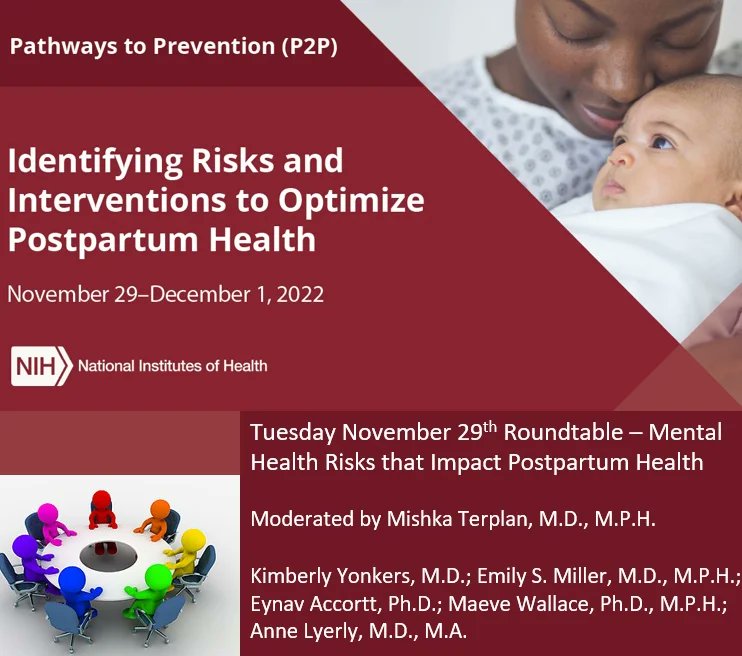 Excited to present at the NIH Pathways to Prevention Maternal Mental Health Roundtable! Tuesday 11/29/22, at 1:20 PM EST (10:20 AM PST). To register for this FREE workshop: prevention.nih.gov/research-prior…
#prevention #pmad #Postpartumdepression #PPD #postpartumanxiety #ppa