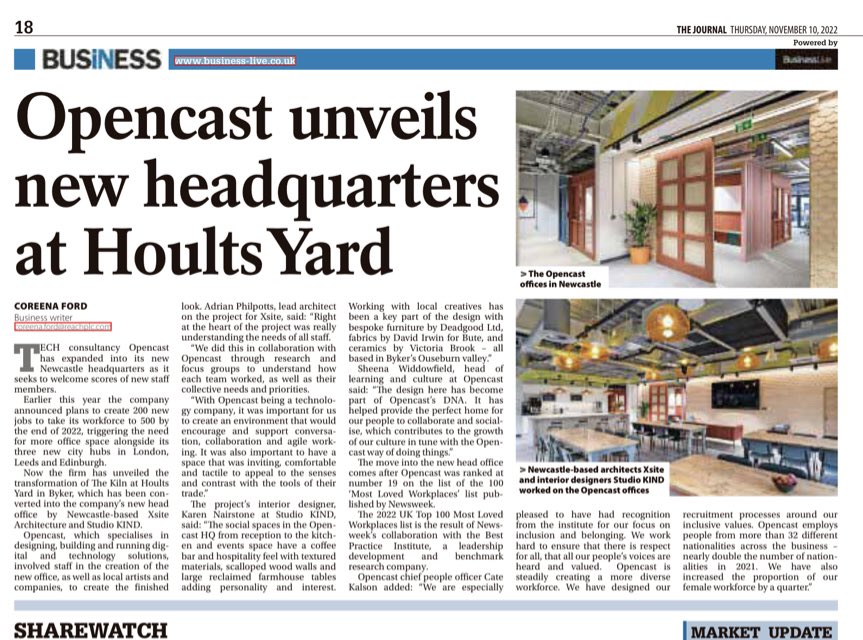 Nice piece in today’s #newcastlejournal on <a href="/TeamOpencast/">Opencast</a> new HQ we designed with @xsite_arch