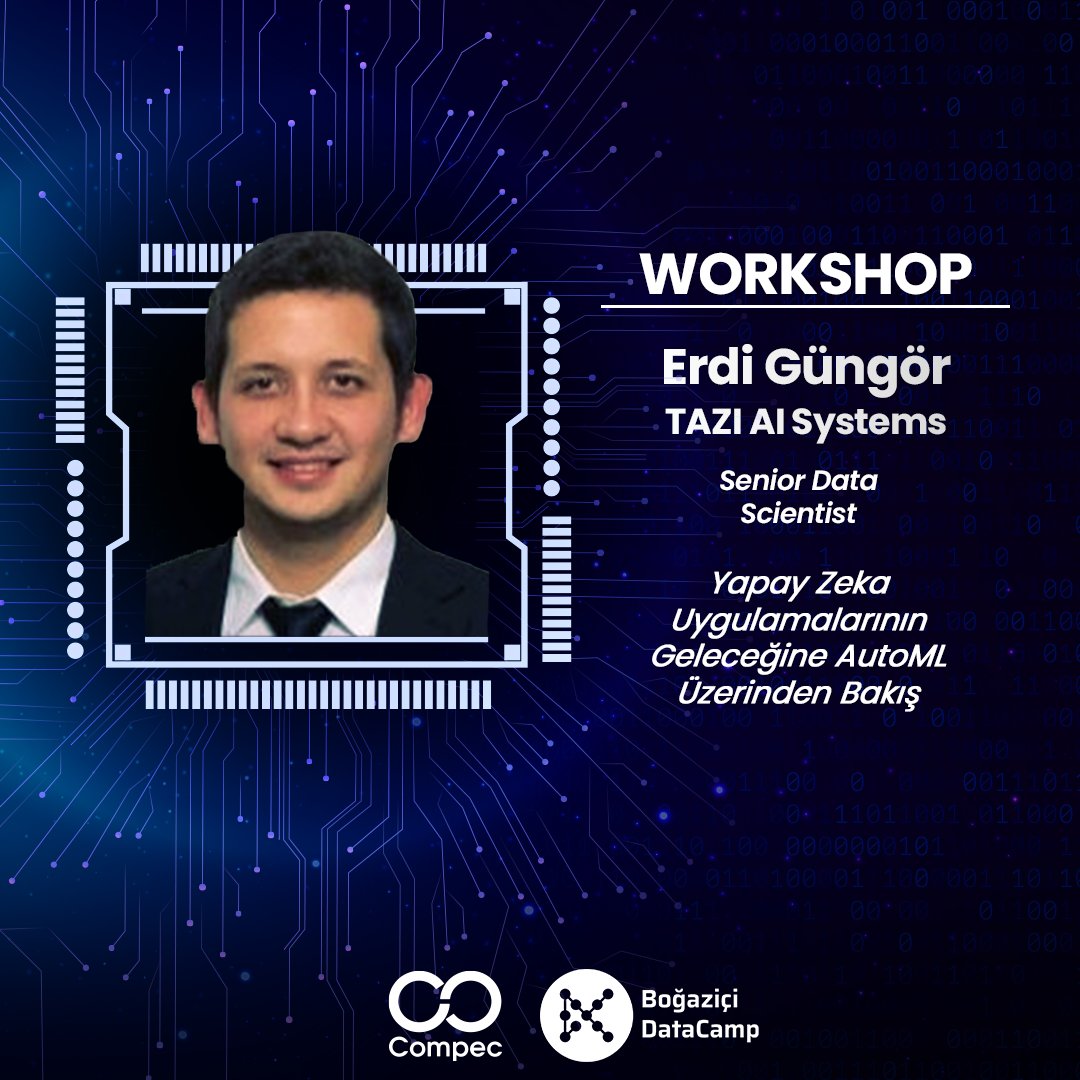 boundatacamp's tweet photo. 14 Kasım Pazartesi günü TAZI AI Systems'ten Erdi Güngör ve Göknil Özer "Yapay Zeka Uygulamalarının Geleceğine AutoML Üzerinden Bakış" konulu workshopları ile bizlerle olacak!

Etkinliği kaçırmamak için internet sitemizi ziyaret ederek "online" biletinizi almayı unutmayın. https://t.co/zln7vNMjqD