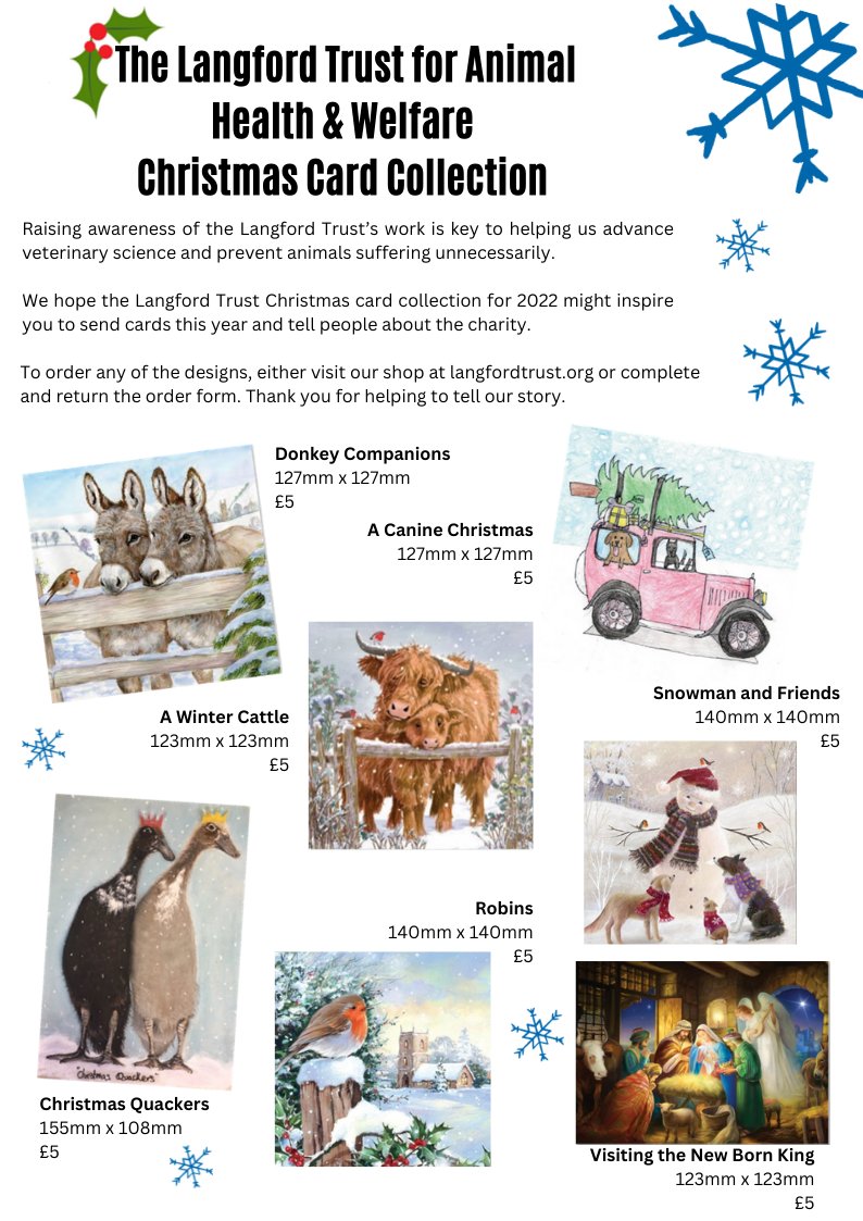Give animals a healthier future. Order Christmas cards from the Langfordtrust.org/shop and you'll help fund research into finding treatments and better diagnosis procedures for diseases and conditions that cause so much suffering. Give the gift of health.