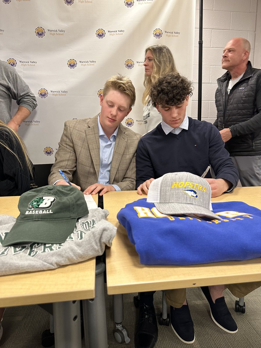 Great day to be a Wildcat!!  <a href="/JacksonMitche11/">Jackson Mitchell</a> and <a href="/rymclaughlin10/">Ryan McLaughlin</a> sign their NLI.
<a href="/BinghamtonBASE/">Binghamton Baseball</a> <a href="/HofstraBaseball/">Hofstra Baseball</a>