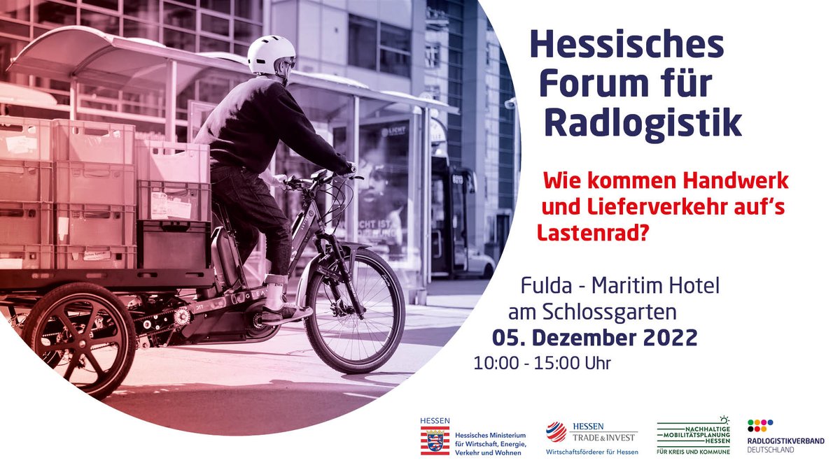 Wie kommen auch Handwerk und Lieferverkehr auf's #Lastenrad in hessischen Kommunen? Herzliche Einladung zur Fachtagung in #Fulda am 5. Dezember! Programm und Anmeldung: rlvd.bike/hessisches-for…
