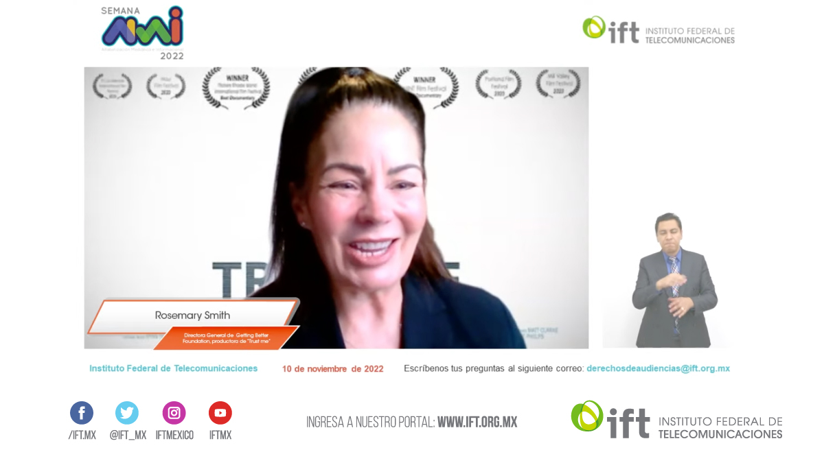 IFT_MX's tweet photo. Rosemary Smith, productora de #TrustMeDocumentary señala que el documental es una buena manera de alcanzar un público masivo para dar a conocer la #AMI. En EUA, la AMI esta llegando a las leyes escolares, #TrustMe quiere llamar la atención de todas las generaciones. https://t.co/dsRLRiq0Kj