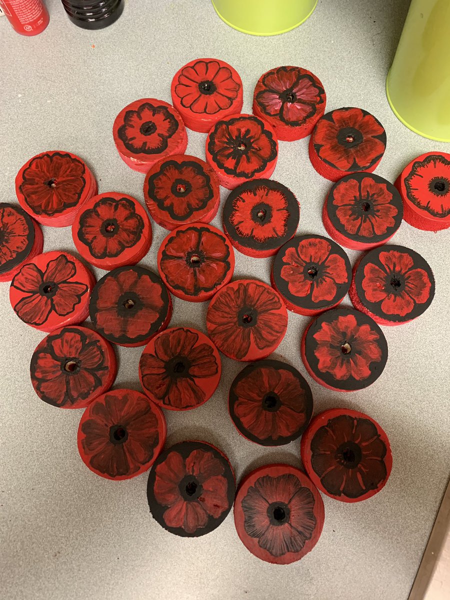 Wooden poppies made by our amazing Coyote students for Legion Branch 322. Students from K, SSP, grade 6 and 8 created these poppies to recognize the contributions of Canadians who have served- past and present. Lest we forget. <a href="/RoyalCdnLegion/">The Royal Canadian Legion</a>