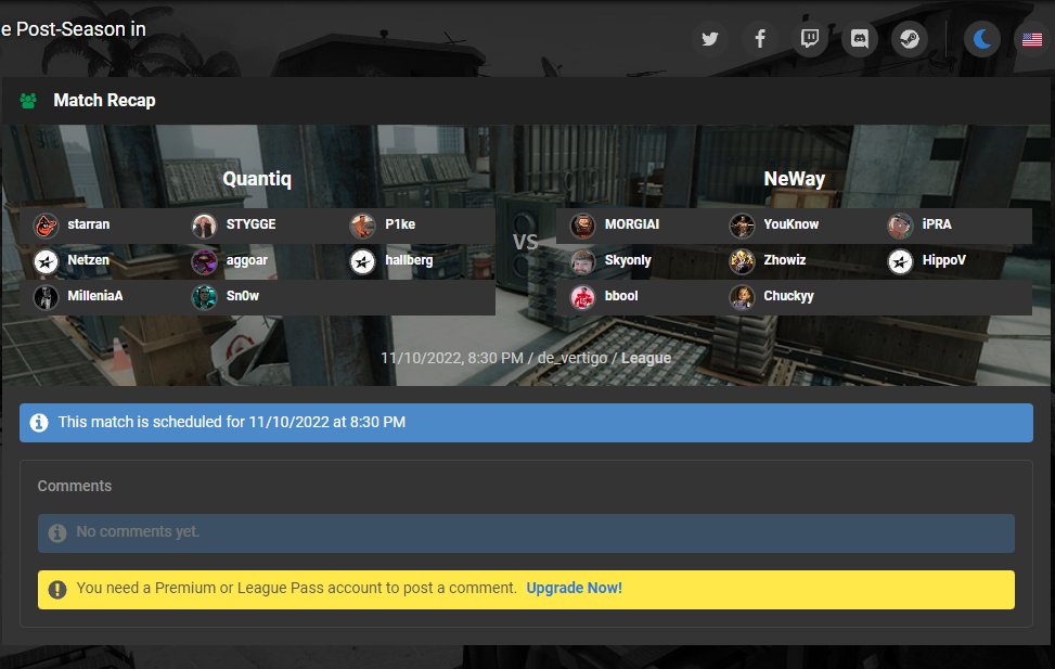 à 20h30 duo cast ESEA Inter au côtés de <a href="/s1NTronics/">s1NTronics</a> sur de_vertigo 🏗️ sur twitch.tv/lolo_el_famoso

🇸🇪 <a href="/QUANTIQcs/">QUANTIQ</a> (3-1)
vs
🇫🇷 #NeWay (3-1)

Va y avoir des grosses patates sur le server 🤩 @MORGIAITV