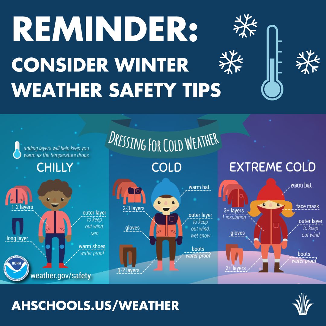 Minnesota weather is shifting gears, and #AHSchools has plans in place for extreme winter weather. The safety of all students is the first priority.  Visit https://t.co/lsYaB08YTE for information about potential school closings, and dressing for the cold weather. https://t.co/39mSeRDI2D