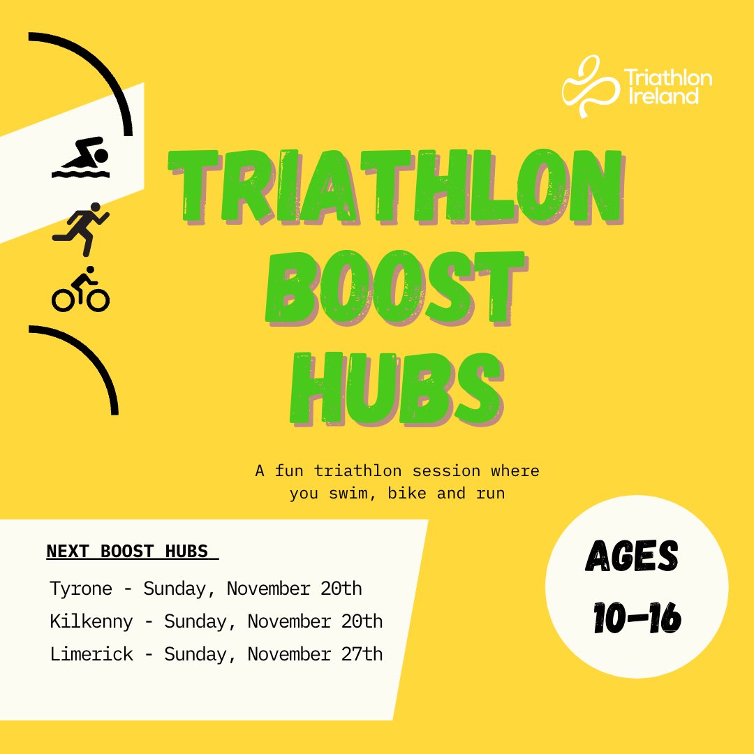 tri_ireland's tweet photo. Parents - November is a great time to get your teenager swimming, biking and running!

We've got Boost Hubs right around the country this month 👇🏻

📍 20.11  Omagh Leisure Complex, Tyrone 
📍 20.11 The Watershed, Kilkenny
📍 27.11 University of Limerick

https://t.co/Kp7kLznWvH https://t.co/vaqkr9RzaG