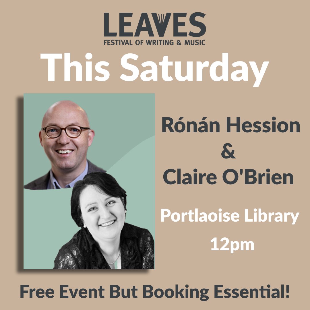 𝗙𝗿𝗲𝗲 𝗘𝘃𝗲𝗻𝘁 𝘁𝗵𝗶𝘀 𝗦𝗮𝘁𝘂𝗿𝗱𝗮𝘆 𝗮𝘁 𝟭𝟮𝗽𝗺!
Join us at Portlaoise Library for Award Winning Author Rónán Hession in Conversation with Claire O'Brien. Free Event but booking essential through Portlaoise Library: Tel: 057 8622333 #LeavesFestival