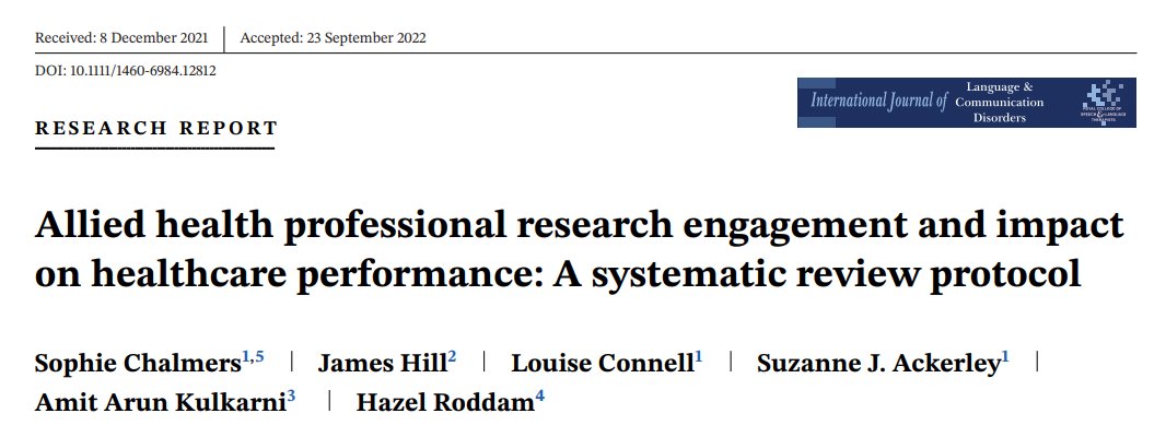 What's the value of #AHP #research engagement? What evidence do we already have? What evidence should we collect in the future? Read our open access protocol published today. Thanks to all co-authors and to @ijlcd onlinelibrary.wiley.com/doi/10.1111/14… @OfficialCAHPR @ChrisNester10 @amk762