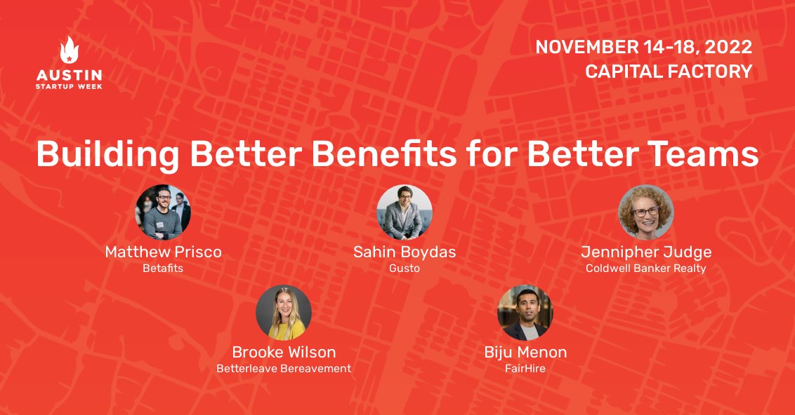 Who else is excited for Austin Startup Week NEXT WEEK?! Join us for Building Better Benefits for Better Teams on Tues., Nov. 15, 10-11:15 AM. Learn more about Austin Startup Week &amp; register: atxstartupweek.com. #ASW22 #bereavementcare #futureofwork  #hr #benefits
