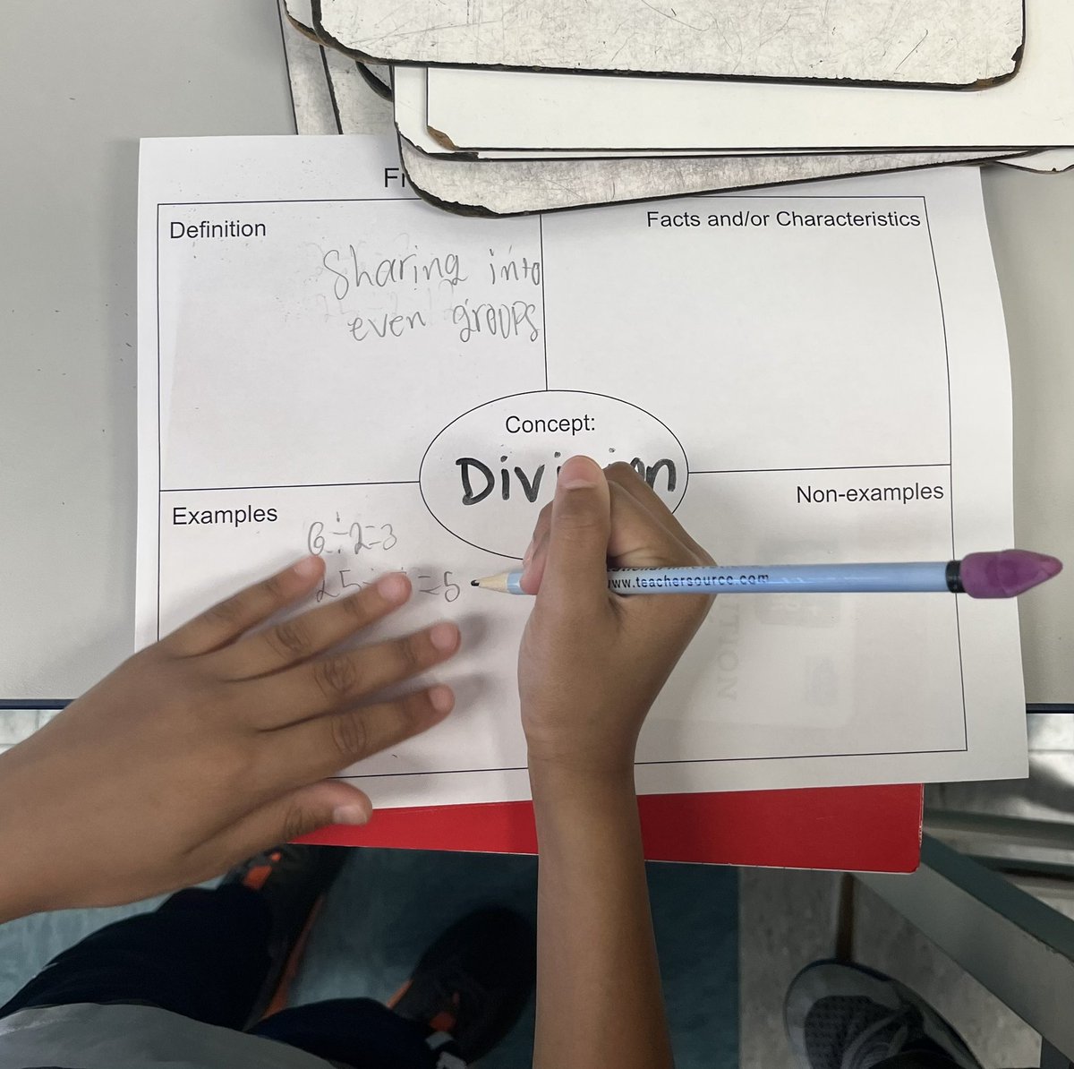 MaryLiquori's tweet photo. Using a Frayer model to understand DIVISION. @MLCmath @SalernoBethel @Miche https://t.co/QXGtqIly9t
