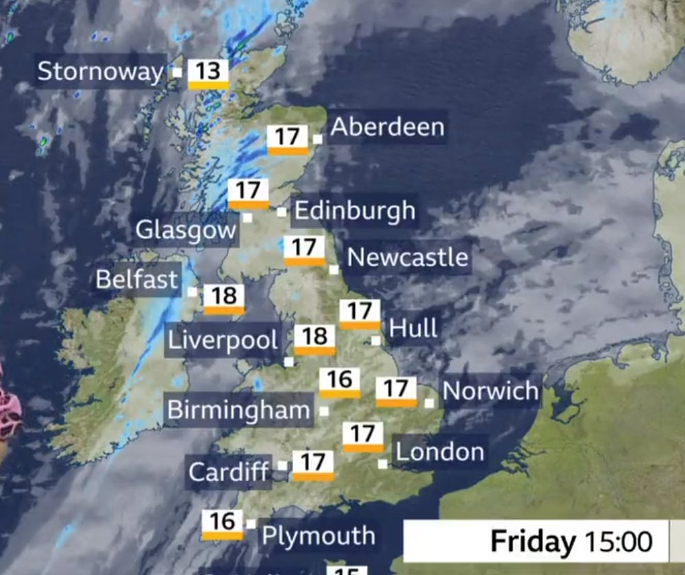 theiaincameron's tweet photo. Here are the temperatures that are being forecast for Friday 11th *November*. These wouldn't look out of place in an early *June* forecast. https://t.co/Dt5mxKI4Yb