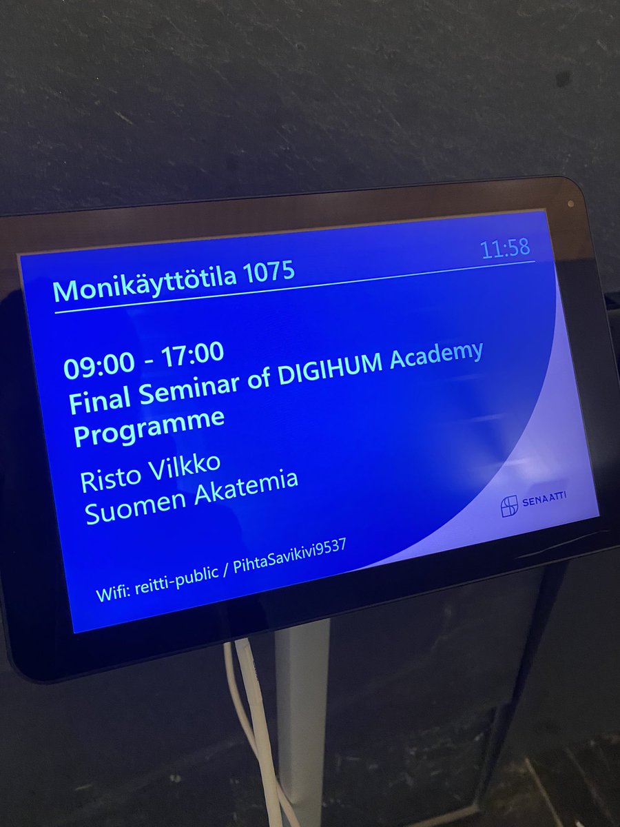 AtlasUralic's tweet photo. Final seminar of #DIGIHUM programme at Hakaniemi, Helsinki. @SuomenAkatemia @AKA_ohjelmat. Presentation held on behalf of #URKO project consortium by Päivi Onkamo & @OutiVesakoski. We have small gifts from URHIA with us, come by to chat and you will get one 😊 https://t.co/wnmFlxoHNR