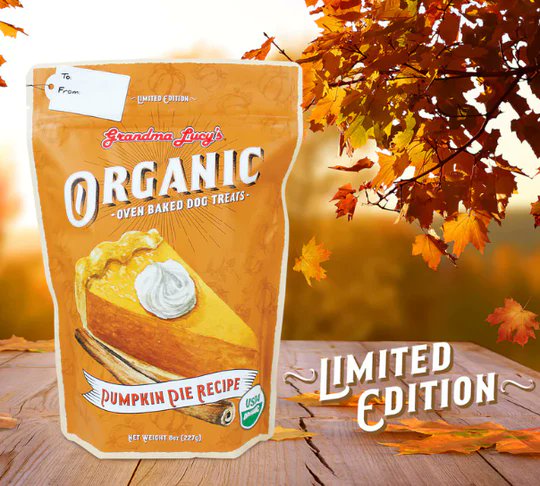 It's that time of the year!
There’s always something to be thankful for- especially, treats! Your dog is sure to be grateful for Grandma Lucy’s Organic Pumpkin Pie Oven Baked Treats. Dig into your holiday meal while your pet feasts on these pumpkin delights.