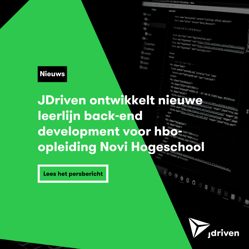 jdriven_nl's tweet photo. #Nieuws: JDriven ontwikkelt nieuwe leerlijn back-end development voor hbo-opleiding @NOVIHogeschool. @erikjpronk: “Onze visie is om de kwaliteit van #SoftwareEngineering te verbeteren.” Lees het hele #persbericht hier: https://t.co/yRO0rREfa7