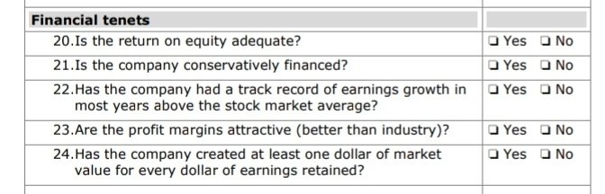 Warren Buffett's investment checklist:
