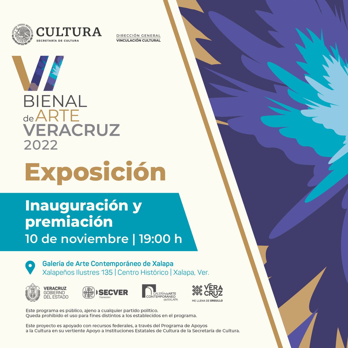 VinculaCultura's tweet photo. Súmate a la ceremonia de inauguración de la colección de obras seleccionadas de la VI @BienalArteVer del @IVEC_Oficial y conoce a las y los artistas de este premio.

📆 Jueves 10 de noviembre
📍 @GACXalapa, #Veracruz https://t.co/fvUZOFflag