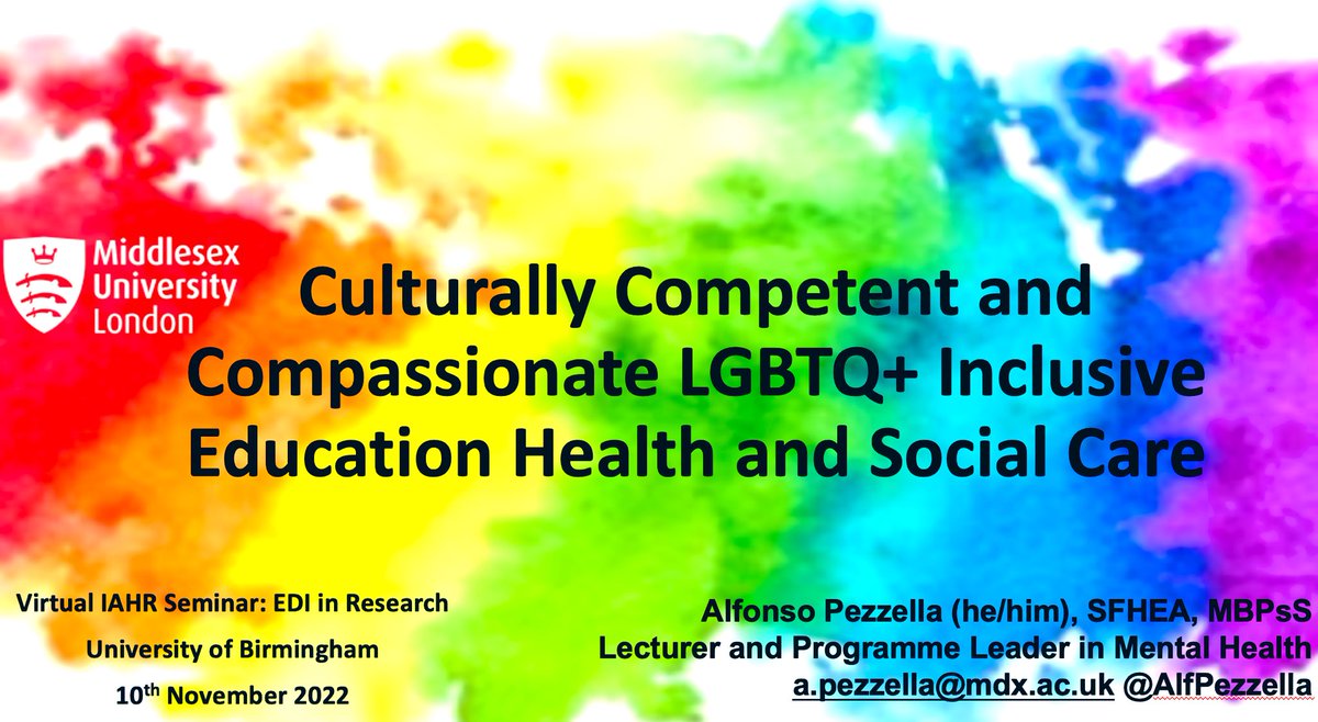 Alfonso Pezzella (@alfpezzella) on Twitter photo Looking forward to delivering my talk <a href="/unibirmingham/">Uni of Birmingham</a> on #CulturallyComptent #LGBT+ Inclusive Education @UoB_IAHR @MDSEquality <a href="/MiddlesexUni/">Middlesex University</a> Looking forward to delivering my talk <a href="/unibirmingham/">Uni of Birmingham</a> on #CulturallyComptent #LGBT+ Inclusive Education @UoB_IAHR @MDSEquality <a href="/MiddlesexUni/">Middlesex University</a>
