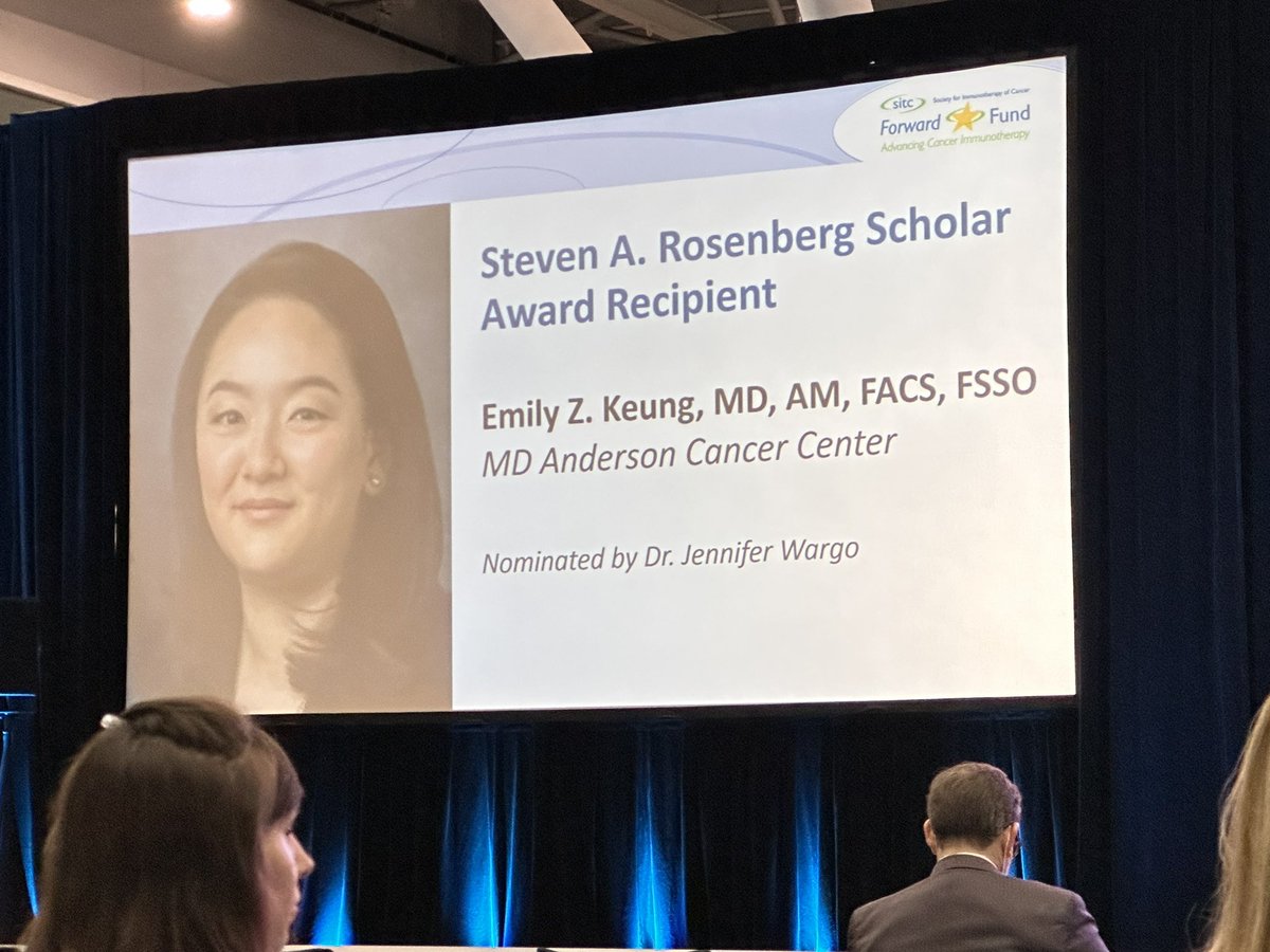 BernardAFox's tweet photo. The Steven A. Rosenberg Scholar Award Recipient is Dr. @emilykeungMD @MDAndersonNews @JenWargoMD !! #SITC2022 #SITC22 @sitcancer https://t.co/9W6EtXBF6K