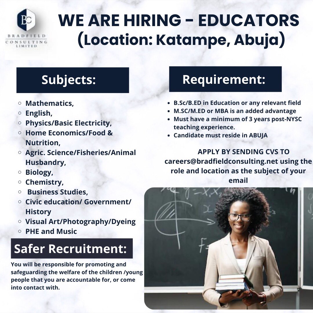 B_FConsulting's tweet photo. We are currently hiring for these roles!
Please check our flyer for more details
Send your Cv to careers@bradfieldconsulting.net using the job role & location as the subject of the email.
__
BolaTinubu| Yoruba| #AtikuInBorno | #leaked | Rufai | Forfeiture| #StopthePropaganda https://t.co/D6MPgCuD5S