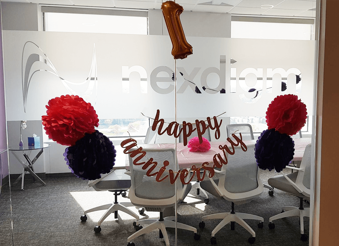 Nexdigm_'s tweet photo. Nexdigm celebrates 1 year in Oak Brook, Illinois!

#ThinkNext #OfficeAnniversary #Expansion #Chicago #Illinois #USA https://t.co/QnW0ncA9QO