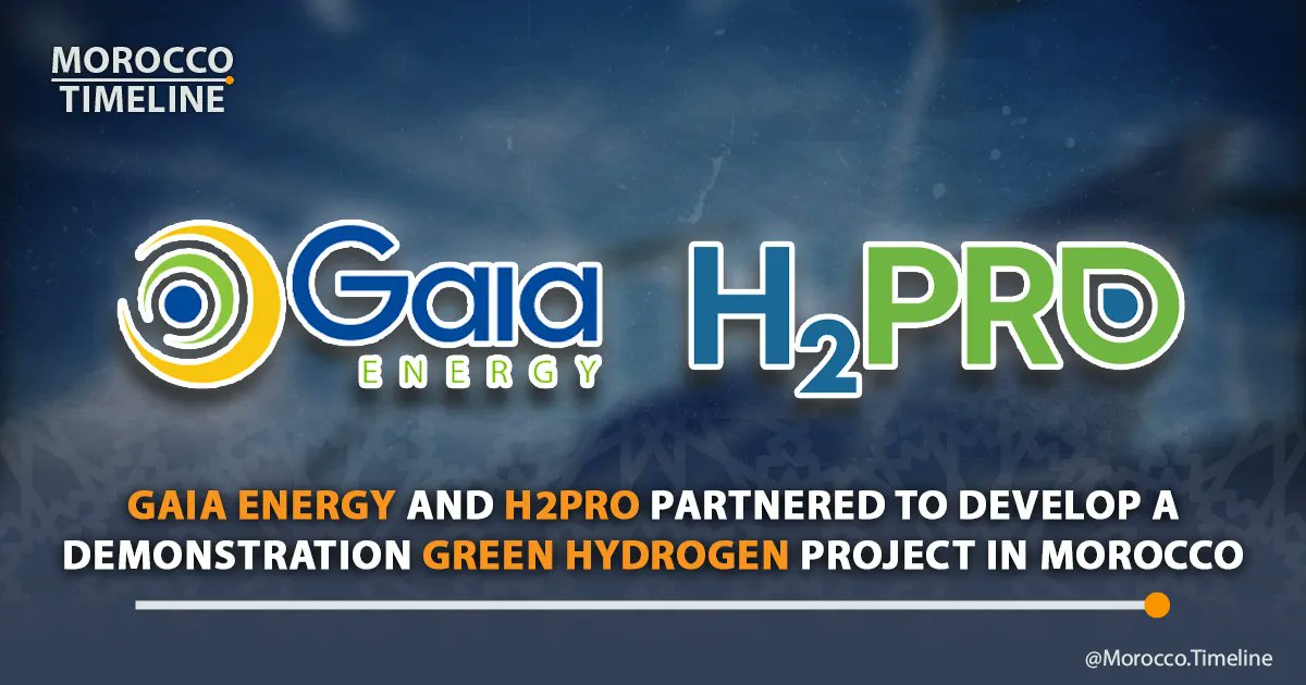 MoroccoTimeline's tweet photo. 🟢 A demonstration (demo) green hydrogen project is being created in Morocco by the Israeli startup H2Pro and the Moroccan renewable energy developer Gaia Energy.
.
#GaiaEnergy #H2Pro #GreenHydrogen https://t.co/cvBz06xK8v