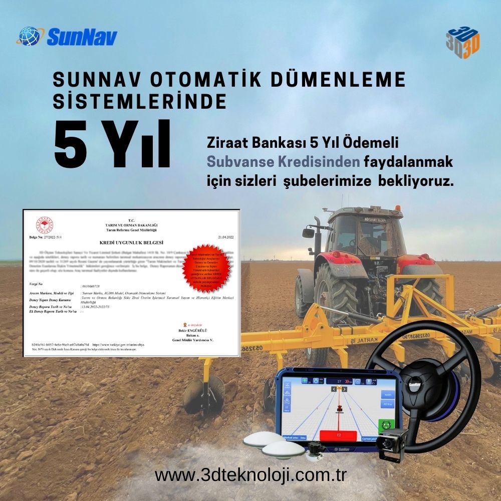 Sunnav Otomatik Dümenleme Sistemlerinde Ziraat Bankası 5 yıl ödemeli Subvanse Kredisinden faydalanmak için sizleri şubelerimize bekliyoruz.

Daha fazla bilgi için;
 📞:0312 473 77 90
🌐 : www.3dteknoloji

#3dteknoloji #sunnav #sunnavotomatikdümenleme #krediuyumlulukbelgesi
