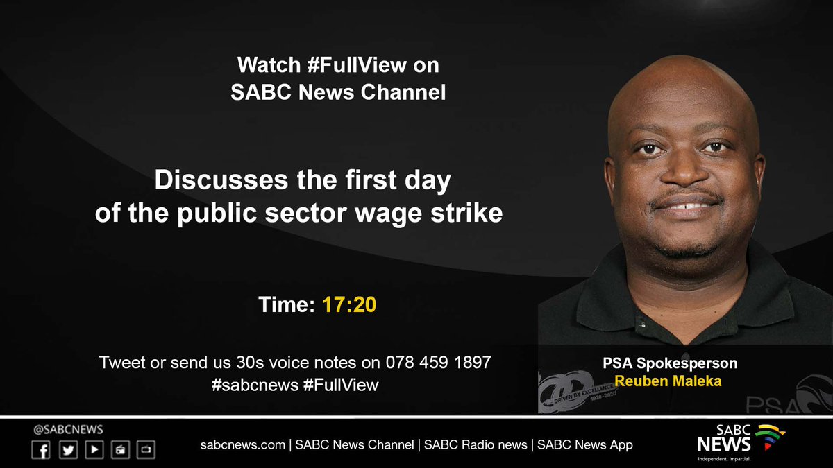 Restinguser_01's tweet photo. [COMING UP] on #FullView anchor @FrancisHerd will be in conversation with @Reubenmaleka discussing the first day of the sector #WageStrike. #SABCNews #PSAStrike https://t.co/KtPk2XZfIx