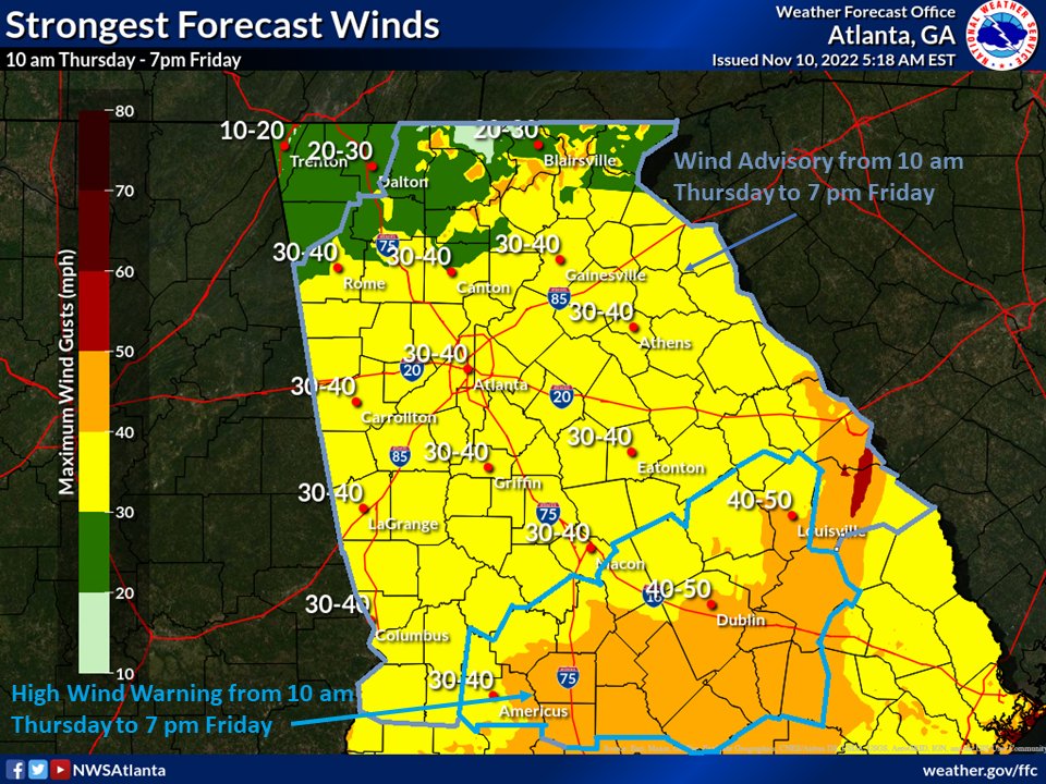 NWS Atlanta on Twitter "Wind hazards will go into effect this morning