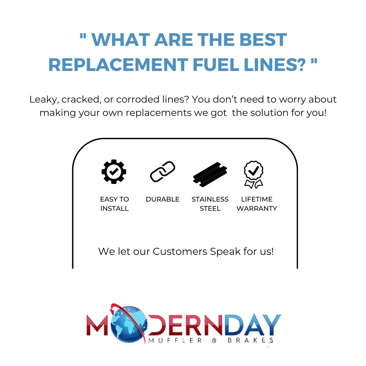 Moderndaymuff's tweet photo. What are the best replacement Fuel Lines? Quick Fix Fuel Lines! 

Our Quick-Fix Fuel Line Kits comes with everything needed to replace your leaky fuel lines. They are Pre-Cut to the exact length for your vehicle 🚗👇
https://t.co/n8104jU3Uo https://t.co/TuTLci3cng