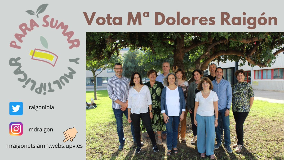 Este es nuestro equipo, fruto de la coherencia y la ilusión.
Únete para #parasumarymultiplicar por la 
<a href="/eamnupv/">EAMNUPV</a>
 
<a href="/UPV/">Universitat Politècnica de València</a>

mraigonetsiamn.webs.upv.es