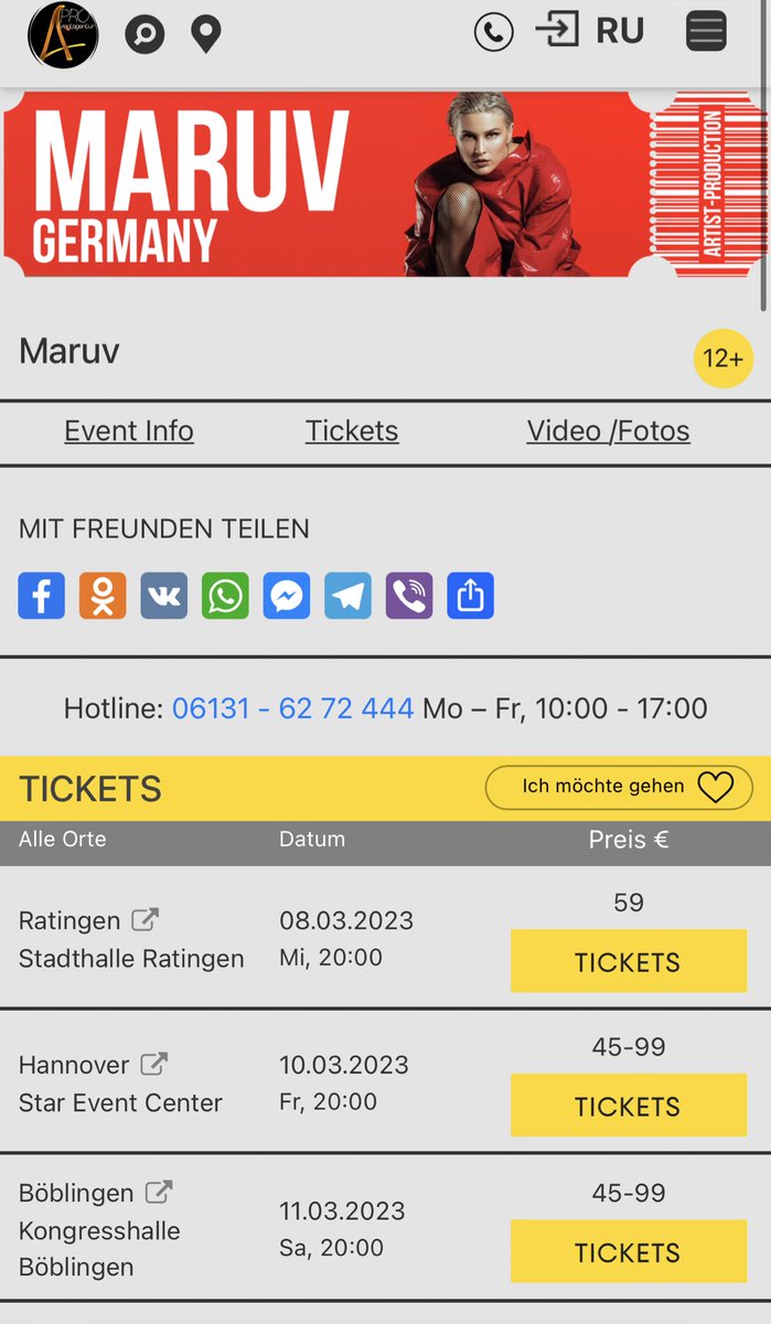 Maruv is a traitor of 🇺🇦, who supported the 🇷🇺 aggression against her own country and moved to 🇷🇺. Now, she's touring 🇺🇸🇩🇪, using her ukrainian passport and calling herself a 'ukrainian signer'. Please don’t see her shows in US and in Germany.