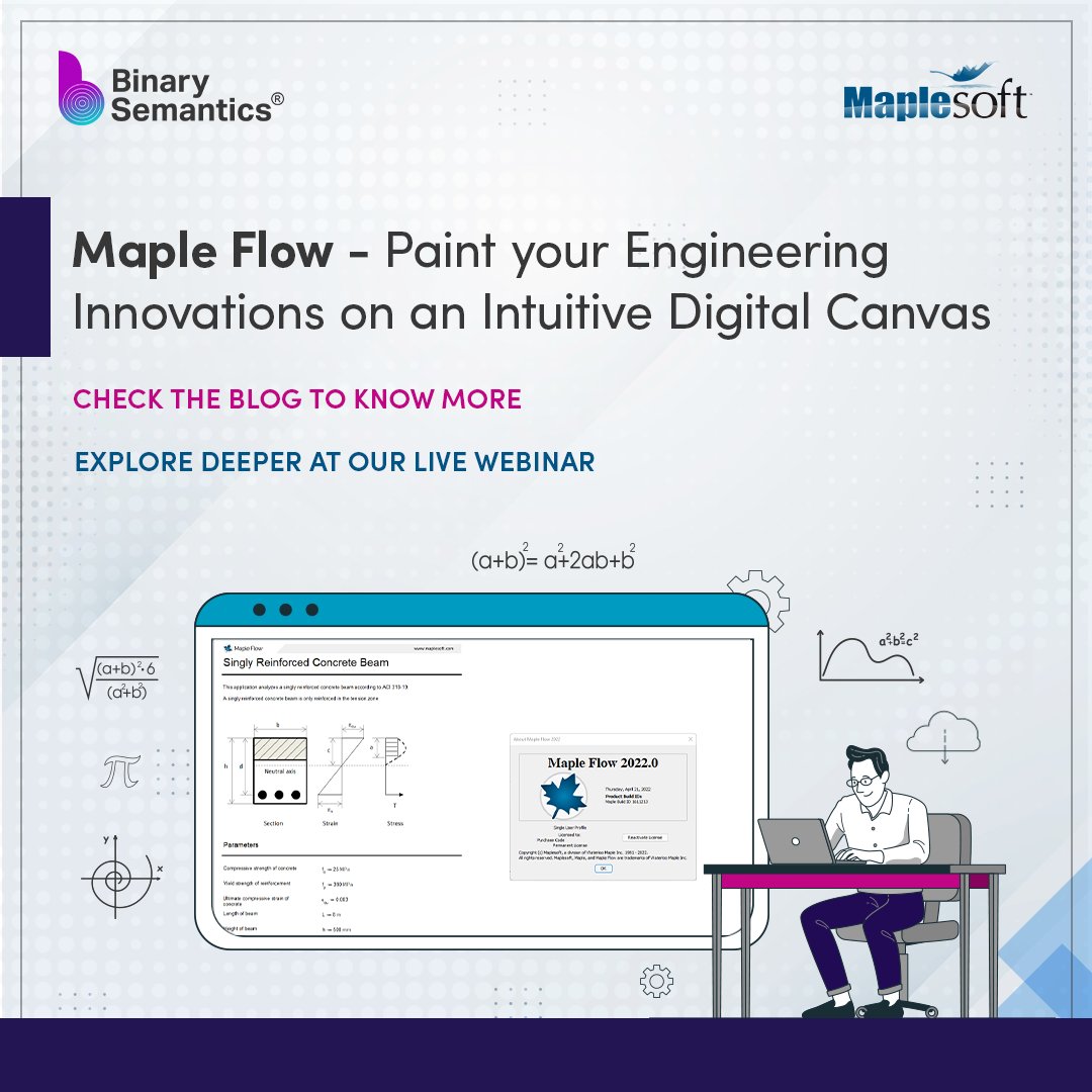BinarySemantic's tweet image. Maple Flow revolutionizes the way you work on, document & present complex engineering calculations in a freeform interface that mimics paper.
For in-depth info, check out the blog & learn straight from our experts at the #MapleFlow webinar.
Read more: bit.ly/3fWxe4r