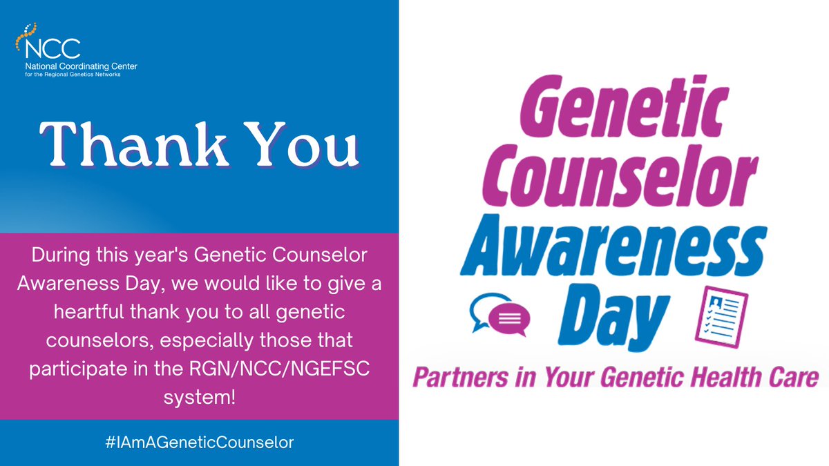 NCC is excited to celebrate Genetic Counselor Awareness Day! We want to thank all the genetic counselors who assist in our efforts to increase the utilization of genetic services for underserved populations. #GCChat #IAmAGeneticCounselor