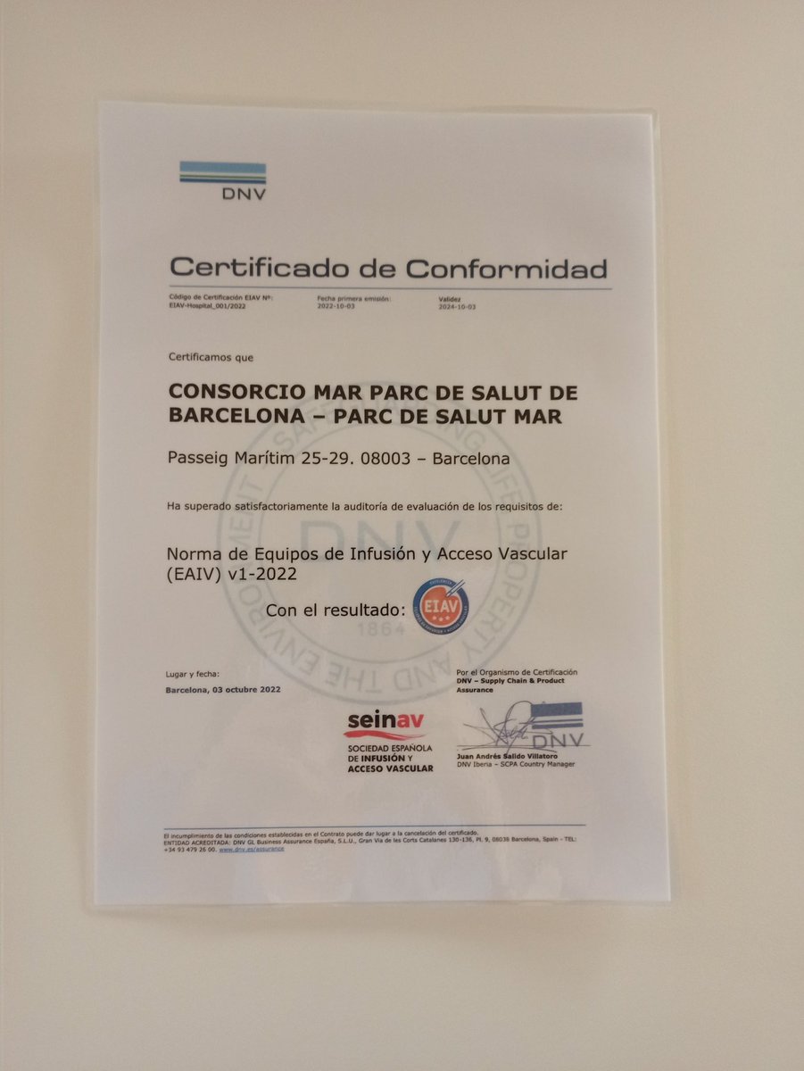 Anna Civit Cuñado (@timaburtoniana) on Twitter photo Avui col.loquem la nostre acreditació com a EIAV amb nivell d'excel.lencia com a primer centre Europeu <a href="/hospitaldelmar/">Hospital del Mar</a>, després de passar l'auditoria de la norma d'equips d'infusió i accessos vasculars creada per <a href="/SEINAV_/">Sociedad Española de Infusión y Acceso Vascular</a> . Orgull de feina ven feta💪🏻 <a href="/lafuente_eli/">EliLafuente</a> <a href="/LaiaLacueva/">Laia Lacueva🎗️</a> Avui col.loquem la nostre acreditació com a EIAV amb nivell d'excel.lencia com a primer centre Europeu <a href="/hospitaldelmar/">Hospital del Mar</a>, després de passar l'auditoria de la norma d'equips d'infusió i accessos vasculars creada per <a href="/SEINAV_/">Sociedad Española de Infusión y Acceso Vascular</a> . Orgull de feina ven feta💪🏻 <a href="/lafuente_eli/">EliLafuente</a> <a href="/LaiaLacueva/">Laia Lacueva🎗️</a>