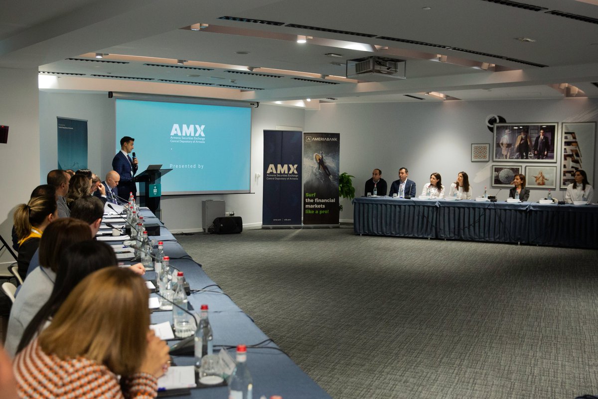 AmeriaBankCJSC's tweet photo. #Ameriabank joined Clearstream, Rosbank, Raiffeisenbank and members of regional banks to discuss ideas on development & expansion of #depository activities in #Eurasian region during #AECSD conference in #Yerevan.
🔗Learn more: https://t.co/i6EoEjKbjE https://t.co/wVGp4HCkrg