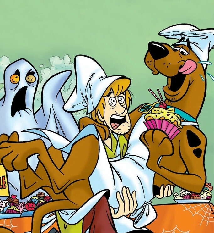 It's National #VanillaCupcakeDay! 🧁🧁🧁

Will this menacing mascarpone ghost prevent #ScoobyDoo and Shaggy from baking enough vanilla cupcakes for everyone?!

Of course not!!

Scooby's bottomless stomach will. 

Sorry, guys, I don't think we're getting any cupcakes today. 😅