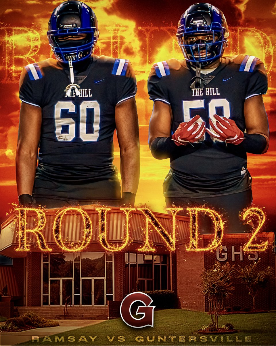 🚨ROUND 2🚨

Ramsay will be taking on Guntersville tonight for week 2 of the playoffs! LETS GO RAMS💪🏾

📍Guntersville High School 
⏰ 7 PM