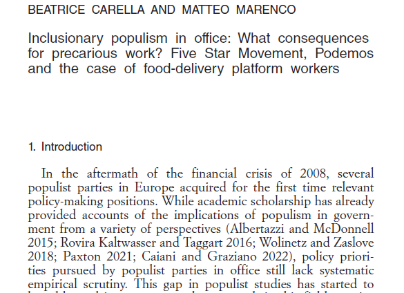 Matteo Marenco (@marenco_matteo) on Twitter photo My article w <a href="/bea_carella/">Beatrice Carella</a> is out on <a href="/StatoeMercato/">Stato&Mercato</a>!
It studies the implications of inclusionary populism in power for food-delivery platform work regulation.
It finds that: 👇 My article w <a href="/bea_carella/">Beatrice Carella</a> is out on <a href="/StatoeMercato/">Stato&Mercato</a>!
It studies the implications of inclusionary populism in power for food-delivery platform work regulation.
It finds that: 👇