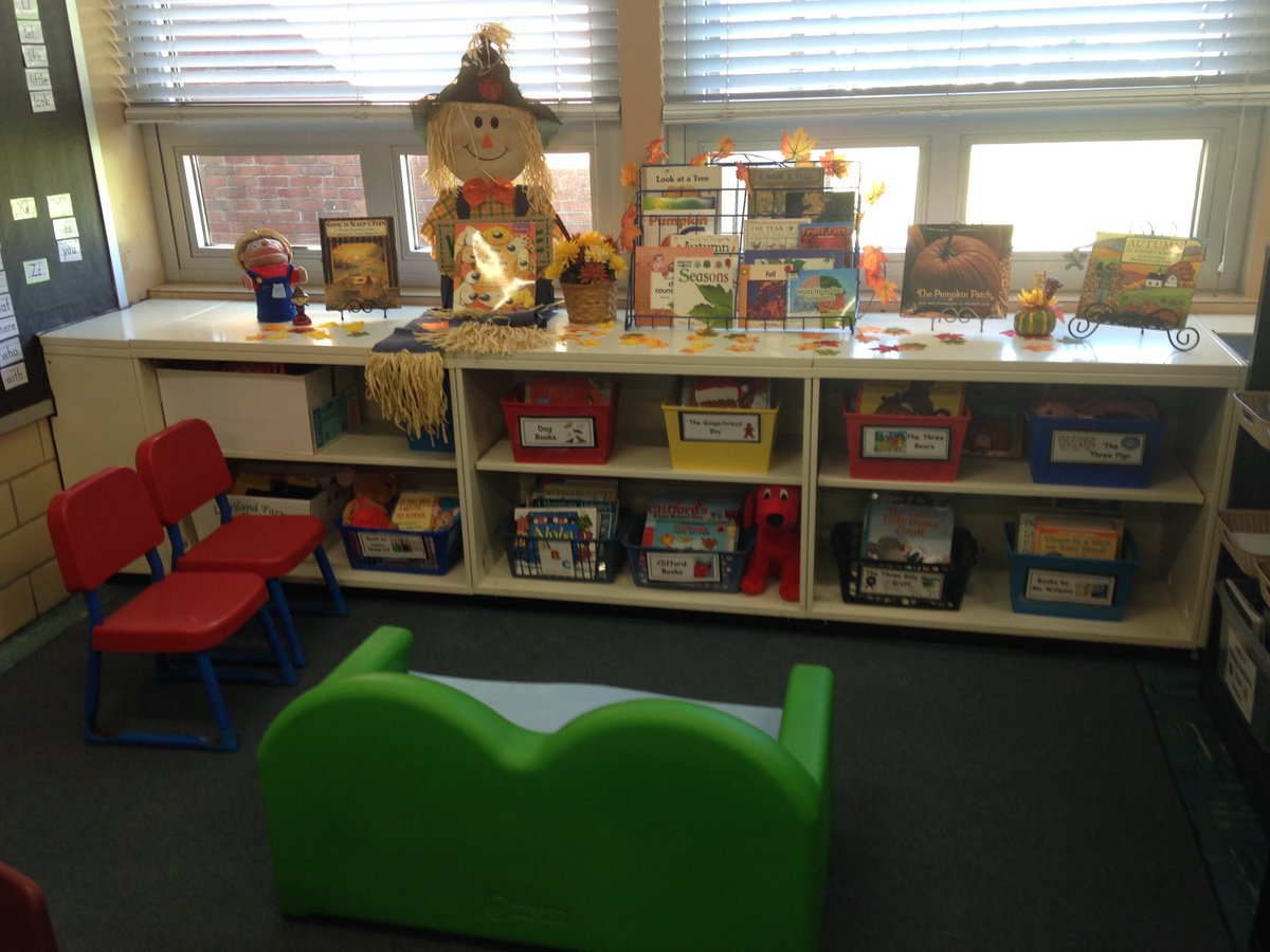 Our fall library was their favorite place to interact with books &amp; related manipulatives! It was my favorite too!