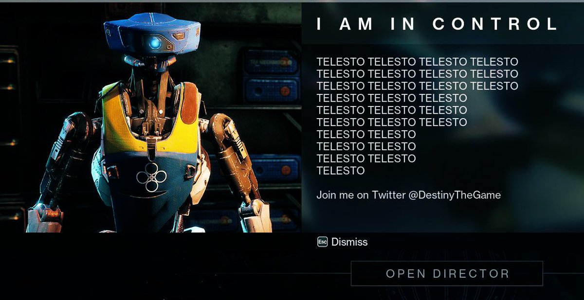 GamerDmv's tweet photo. Woke up today to โฆโฆโฆ @DestinyTheGame Telesto is in control
#Destiny2 #telesto #iamincontrol #Destiny #gamer #gamingislife #gameradvantage #leaked #BringItOn https://t.co/16cvZGI5sb